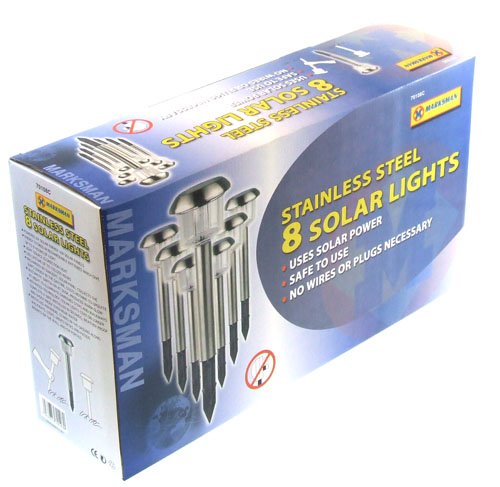 Marksman Stainless steel solar powered garden lights 8 pack