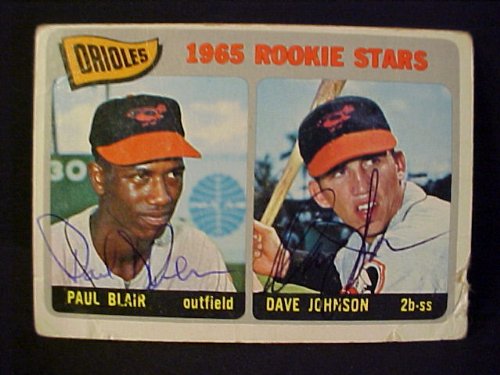 Paul Blair & Dave Johnson Baltimore Orioles #473 1965 Topps Signed Autographed Baseball Card