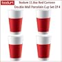 Bodum 10110-04 11.8 oz Red Canteen Double Wall Porcelain Cup Set Of 4