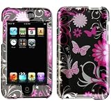 For Apple iPod Touch 2nd / 3rd Generation Crystal Case Hard Protector Snap on Cover (Pink Butterfly)