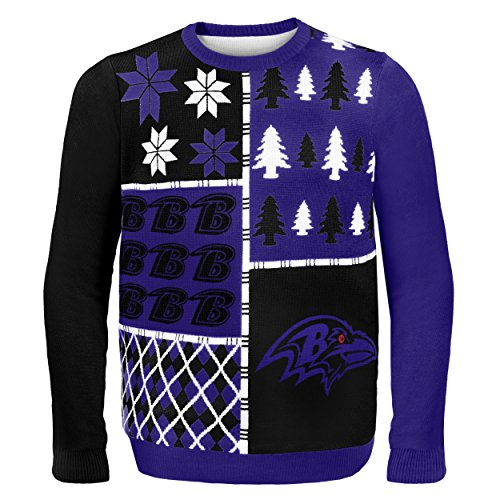 NFL Baltimore Ravens Busy Block Ugly Sweater, Large, Purple