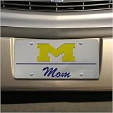 Michigan Wolverines Silver Mirror Mom Car License Plate