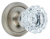 Nostalgic Warehouse BN22-ROPCRY-SN Rope Rosette with Crystal Double Dummy Knob, Satin Nickel