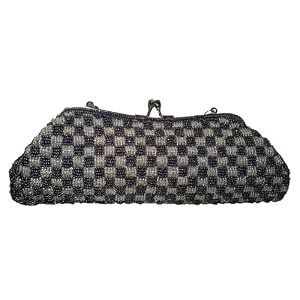 fully beaded evening handbag mental handle purse bag