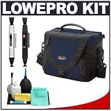 Lowepro Nova 3 AW (Navy Blue) Bag + Deluxe Cleaning Kit for Canon EOS, Nikon, Olympus Evolt, Pentax & Sony Alpha Digital SLR Cameras