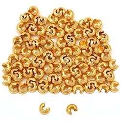 Real Gold TONE Crimp Bead Covers 3mm (144)