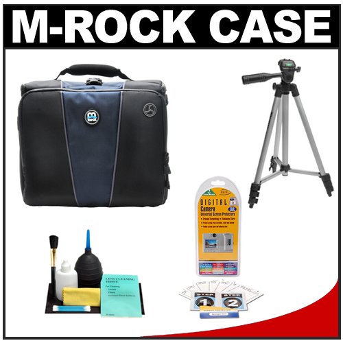 M-ROCK 662 Grand Canyon Digital SLR Camera Case (Black/Navy/Grey) + Tripod + Accessory Kit for Canon Rebel XSi, XS, T1i, XTi, 50D, 7D, Nikon D40, D60, D3000, D5000, D90, D300, D300s, D700, Olympus Evolt E-30, E-450, E-520, E-620, and Sony Alpha A230, A330, A380, A500, A550, A700 Digital SLR Cameras