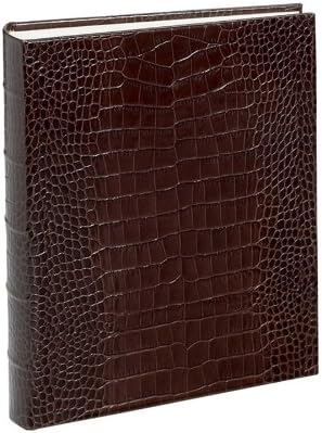 Medium Bound Crocodile Embossed Leather Album, Brown