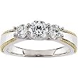 14K Two-Tone Gold Diamond Three-Stone Band - 1.00 Ct.