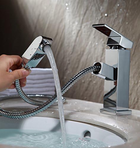 Amzdeal Pull-out Faucet Single Lever Spray Mixer Tap for Kitchen Washbasin Bathroom Basin Lavatory