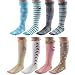 Deer Mum Girl's Colorful Cotton Knee High Lace Top Socks(8 Pairs)