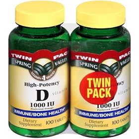 Spring Valley - Vitamin D-3 1000 IU, Twin Pack, 200 Tablets (100 Tablets Each Bottle)