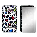 HTC EVO 4G - Rainbow Leopard Hard Plastic Skin Case Cover + Mirror Screen P ....