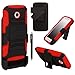 E LV oto E Case, Motorola E Case Motorola Moto E Case Cover Rugged Armor Shell Holster Case with Kick-Stand Belt Swivel Clip for Moto E XT1021 / XT1022 / XT1025 with 1 Stylus (Red, Motorola Moto E)