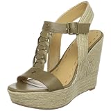 Nine West Womens Keenster T-Strap Wedge Sandal
