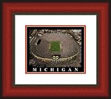 Small The Big House Michigan Wolverines Aerial Framed Print - Cherry Double Mat