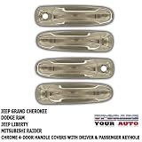 1999-2004 Jeep Grand Cherokee Chrome Door Handle Covers W  Passenger Key Hole 