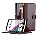 LG G4 Case, ACEABOVE® [Stand Feature] LG G4 Wallet Case **NEW** [Book Cover Case] [Dark Brown] - Premium Genuine Leather Wallet cover with Hand Strap - LG G4 Leather Case with STAND Flip Cover and Credit Card ID Holders for LG G4 2015 Model