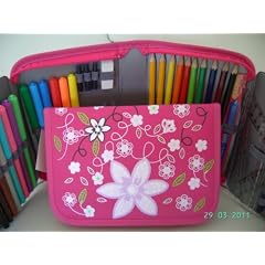 Federtasche 50 Teile gef�llt pink> Happy School <Federmappe,Federm�ppchen,Etui,Sch�leretui,