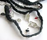 Disney Couture 14K Silver Plated * Eat Me Drink Me * MultiCharms Leather Wrap Bracelet * Black * * We Do NOT Ship To Australia And Japan *