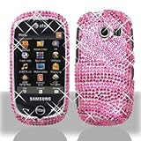 Premium - Samsung A927/Flight II Full Diamond Hot Pink Zebra Cover - Facepl ....