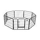 BestPet Heavy Duty Pet Playpen Dog Cat Fence B Exercise Pen, 24-Inch, Black