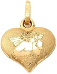 14k Gold Angel Friend Heart Charm Religious Jewelry