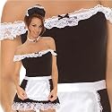 Off the Shoulder Strapless French Maid Dress Sexy Adult Halloween Costume Naughty Lingerie Outfit