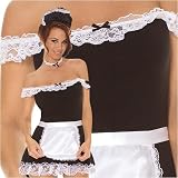 Off the Shoulder Strapless French Maid Dress Sexy Adult Halloween Costume Naughty Lingerie Outfit