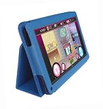 Amazon Kindle Fire 7-Inch Tablet Custom Fit Portfolio Leather Case Cover with Built In Stand- Blue