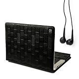 VanGoddy Black Unique Animal Replica Print Design Portfolio Book Case for All Models of Apple MacBook PRO 13.3 ( MD313LL/A , MD314LL/A , ect... ) + Compatible MacBook Black Earbud Earphones with Noise Reduction + VanGoddy Trademarked Live * Laugh * Love Wrist Band!!!