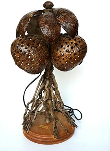 Coconut Tree Coconut Shell Lamp Handmade Best for Gifts Chiangmai (No.100102) (Free A Gift Tea Pillow Handmade For Eliminates Odor in Car and in the Refrigerator)