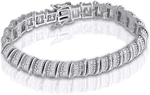 Platinum Plated 1ct Diamond Bracelet, 7 Inches