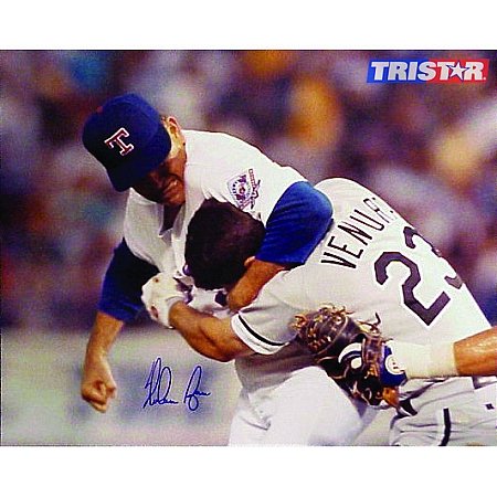Nolan Ryan Signed Autographed Texas Rangers 16x20 Photo - Ventura Fight