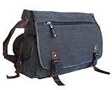 Canvas Backpacks:Stylish durable Canvas Messenger Bag Shoulder Bag Backpack Laptop Bag Grey Black