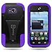 CoverON® Kickstand Hard + Soft Dual Layer Hybrid Case for ZTE Reef / Savvy - Black Hard Purple Soft Silicone