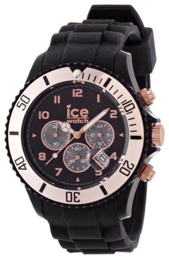 Ice-Watch Men's CH.RG.B.S.09 Chrono Collection Gold Bezel Black Strap Watch