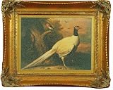 IMAGE OF Pheasant Oil Painting Reproduction, Exquisitely Reproduced Antique Oil Painting in Vintage Frame