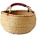 Basket Bolga Market Shopping Tote (Ghana) Straw w/ Leather Handle Natural - Bamboula #BSKG18