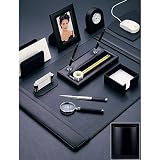 Black Leather Desk Set (11 Piece Set)