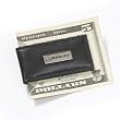 Leather Money Clip With Plaque - Black