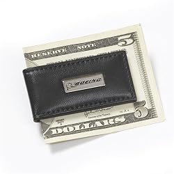 Leather Money Clip With Plaque - Black