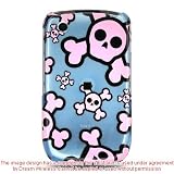 Blue with Multi Animated Pink Skull Snap on Hard Skin Phone Shield Cover Case for Blackberry Curve 8520 8530 + Microfiber Cell Phone Bag
