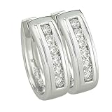 14K White Gold 1/2 ct. Channel Set Diamond Huggie Earrings