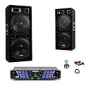 3000W PA Anlage Boxen Verst&auml;rker Lautsprecher Endstufe Party Kabelset DJ-722