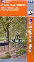 Ordnance Survey Explorer Map 182 St. Albans & Hatfield, Hemel Hempstead & Welwyn Garden City