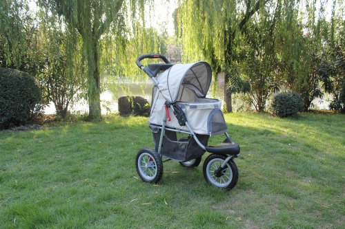 New BestPet Beige Sporty Pet Jogger Jogging Dog Cat Stroller Carrier