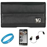 Black Portola Executive Leather Holster Carrying Case with Fixed Belt-Clip  ....