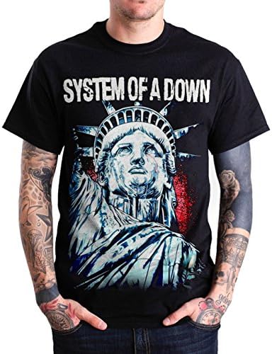 System of a Down SAD STATUE Sketched Graphic Mens Black T Shirt (X-Large (Chest 23" / Length 31"))