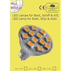 Lampeneinsatz: Reflektoren Lampe mit 12 SMD - Ersatz LED MR11 f�r GX4.0 GU4,0 Sockel - Reflektor Stiftsockellampen, warm-wei�